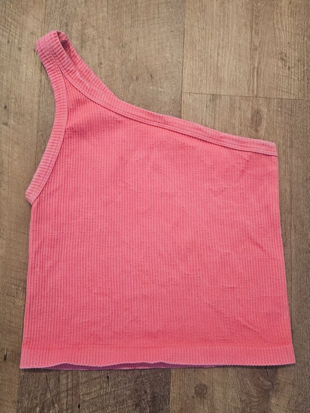 Nikibiki Neon Pink One Shoulder Ribbed Crop Tank Top OS